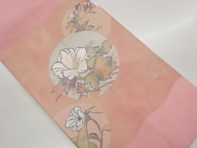 JAPANESE KIMONO / UNUSED NAGOYA OBI / WOVEN PEONY & FLOWER